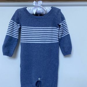 Knit Coverall in Blue/White